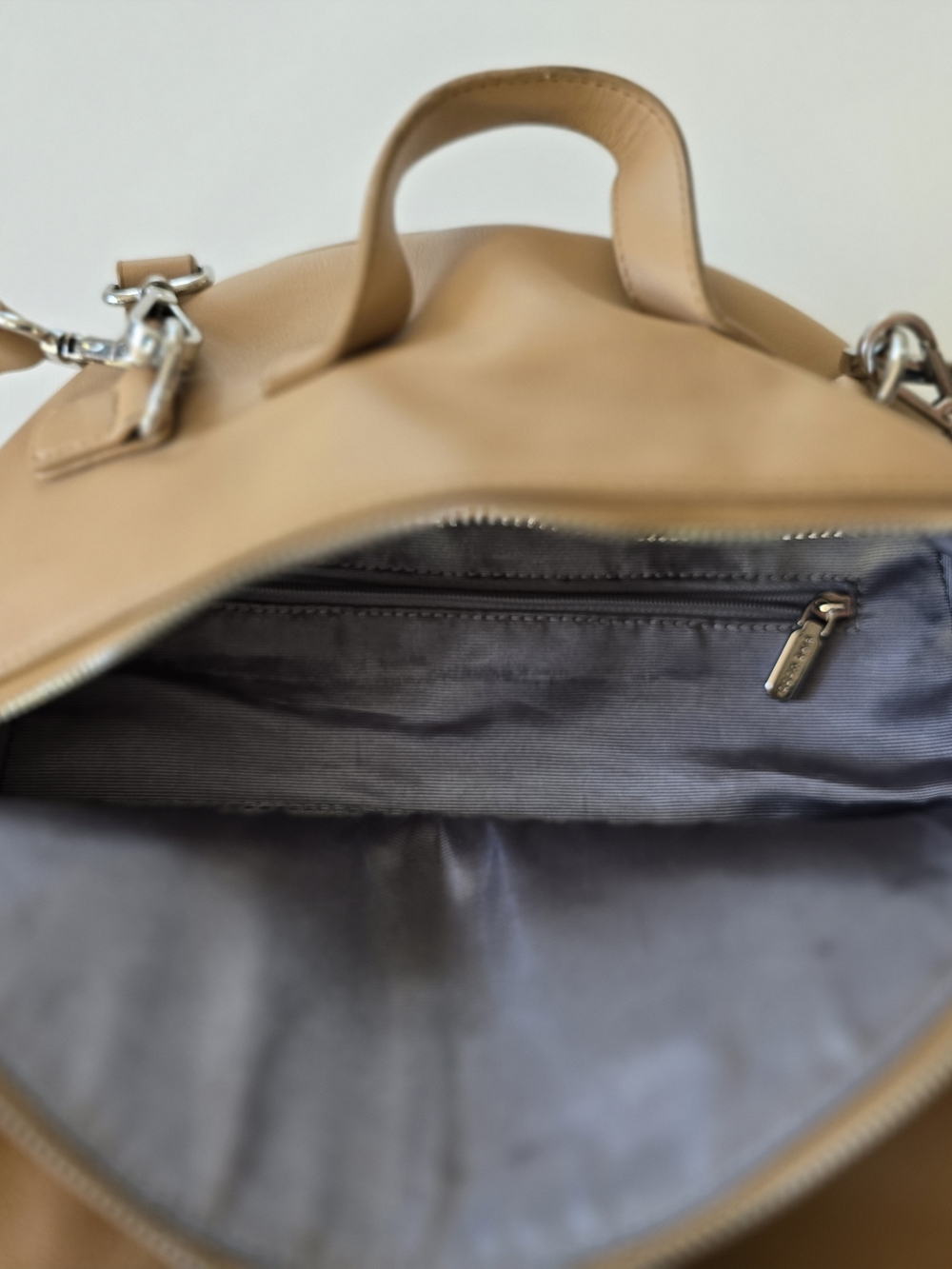 Tan Leather Backpack/Purse- Minimalist Daily Bag - Picture 9 of 11